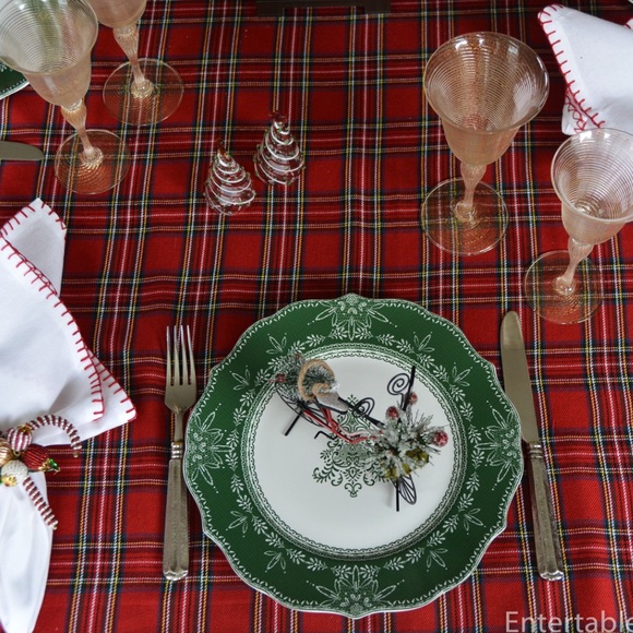 222 Fifth green winter ball porcelain salad plate Christmas tree holiday nwt - Picture 5 of 9